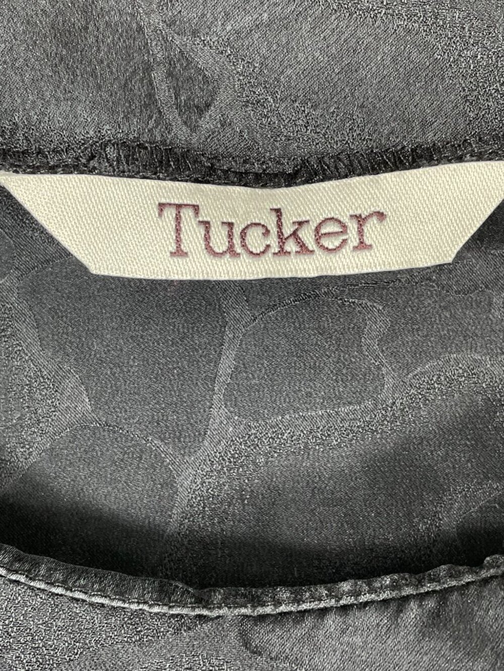 Tucker 100% Silk Charcoal Jacquard Mini Dress Puff Sleeve M - Picture 4 of 15